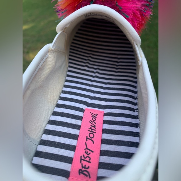 Betsey Johnson Feather Pom-Pom Leather Sneakers - Picture 11 of 16
